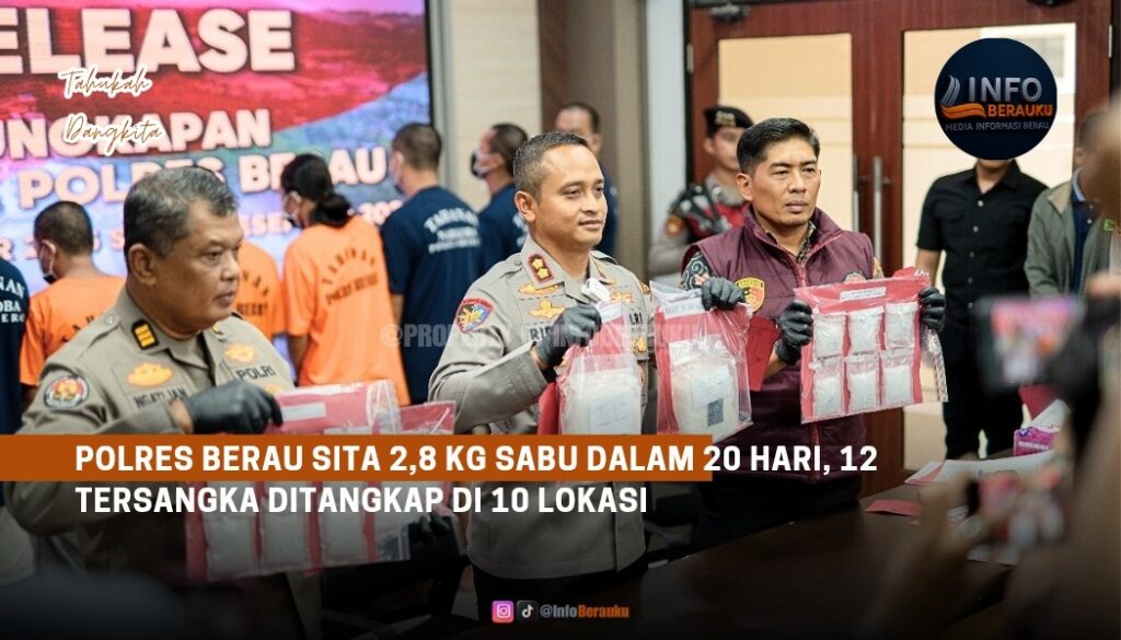 Polres Berau Sita 2,8 Kg Sabu dalam 20 Hari, 12 Tersangka Ditangkap di 10 Lokasi