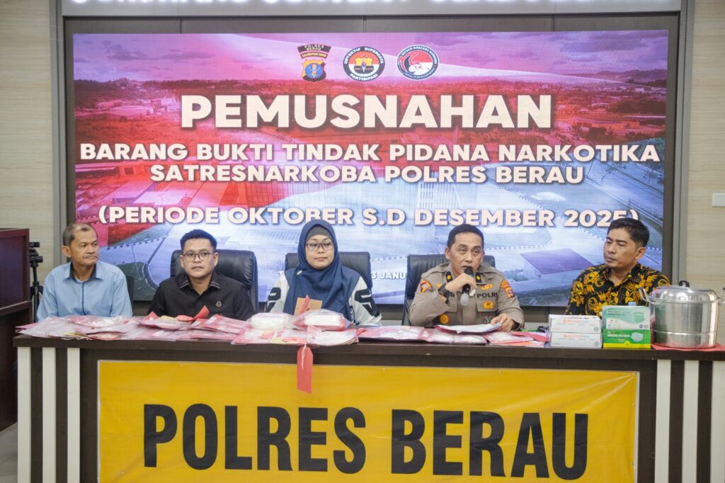 Polres Berau Musnahkan 3,2 Kilogram Sabu, Hasil Ungkap 18 Kasus Narkotika Akhir 2025